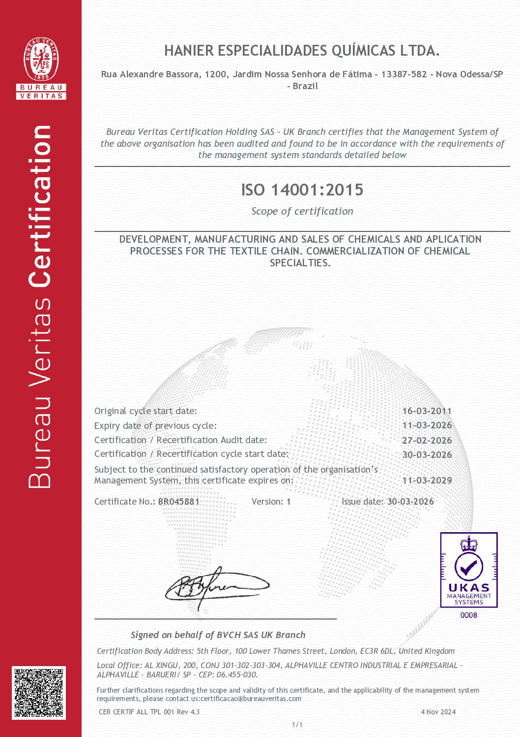 Certificado ISO 14001